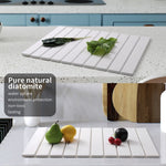 Stone Dish Drying Mat 60cm – Foldable Non-slip Diatomite Kitchen Drainer 40x30cm | White