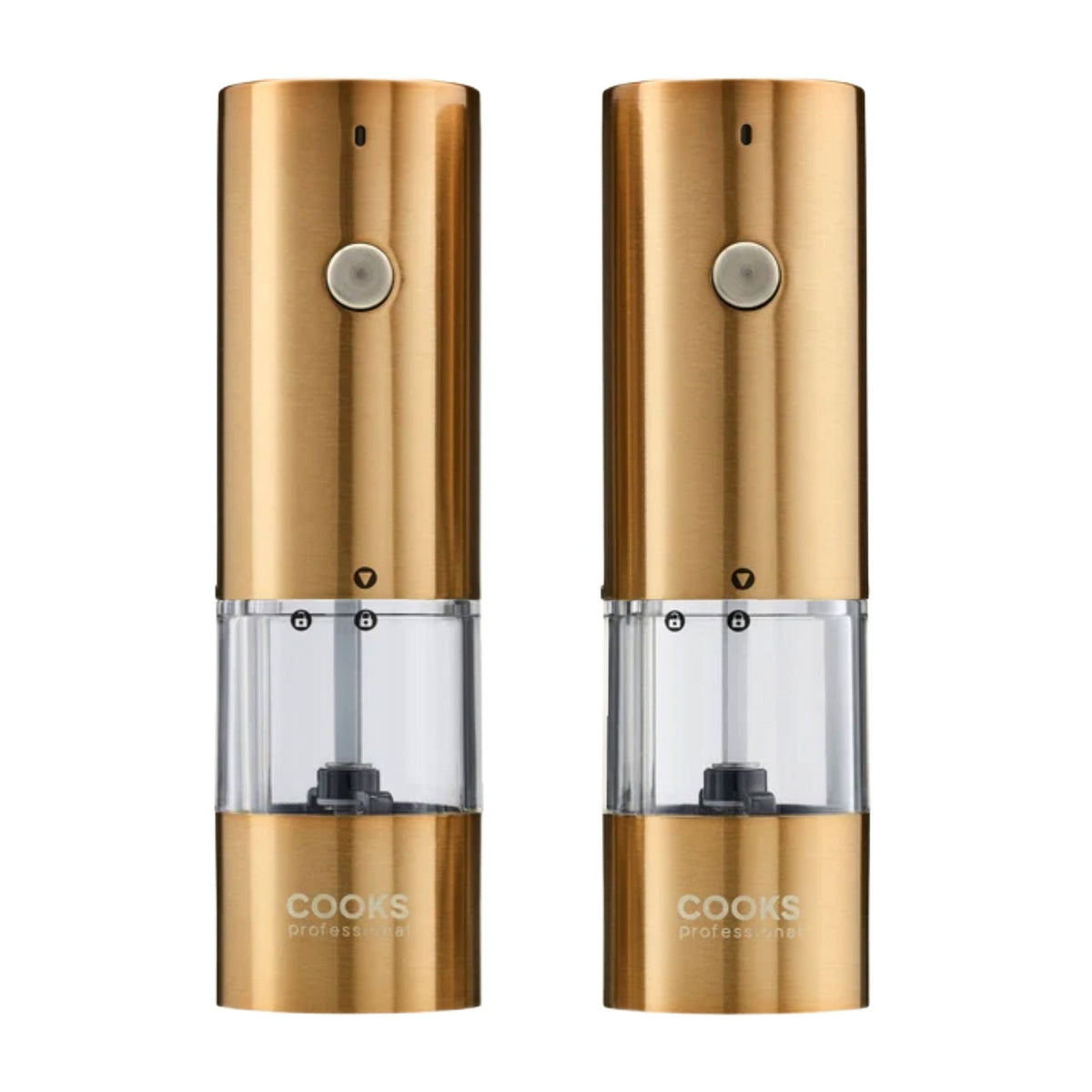 Cooks Professional Rechargeable Salt And Pepper Mill Set With Base