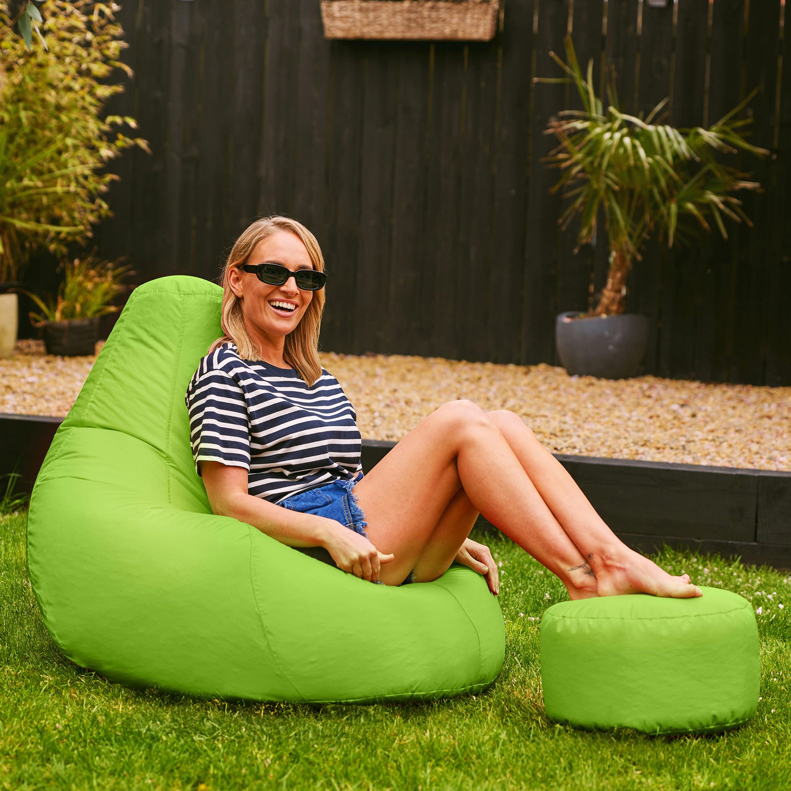 Recliner Indoor Outdoor Bean Bag Chair & Pouffe Chair | Lime