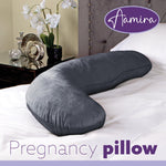 L Shaped Pregnancy Pillow, 145x25x20cm Shredded Memory Foam Full Body Maternity Cushion For Sleeping | J Shape | Dark Grey