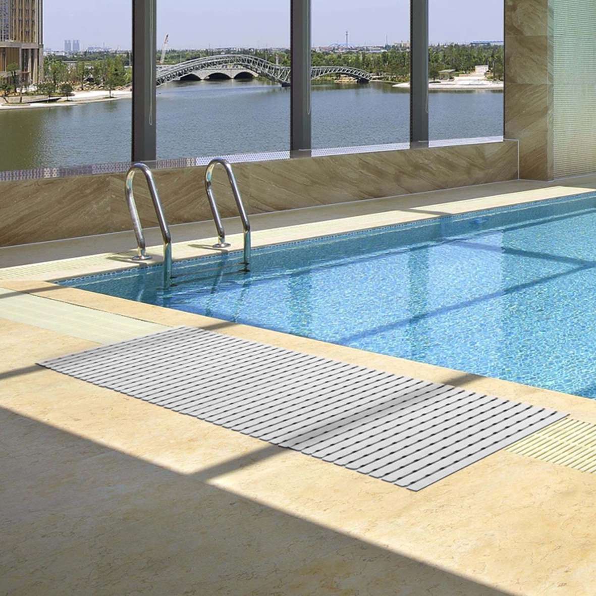Pvc Duckboard Wet Area Non-slip Mat Drainage Matt - 61cm X 5m Roll | Grey
