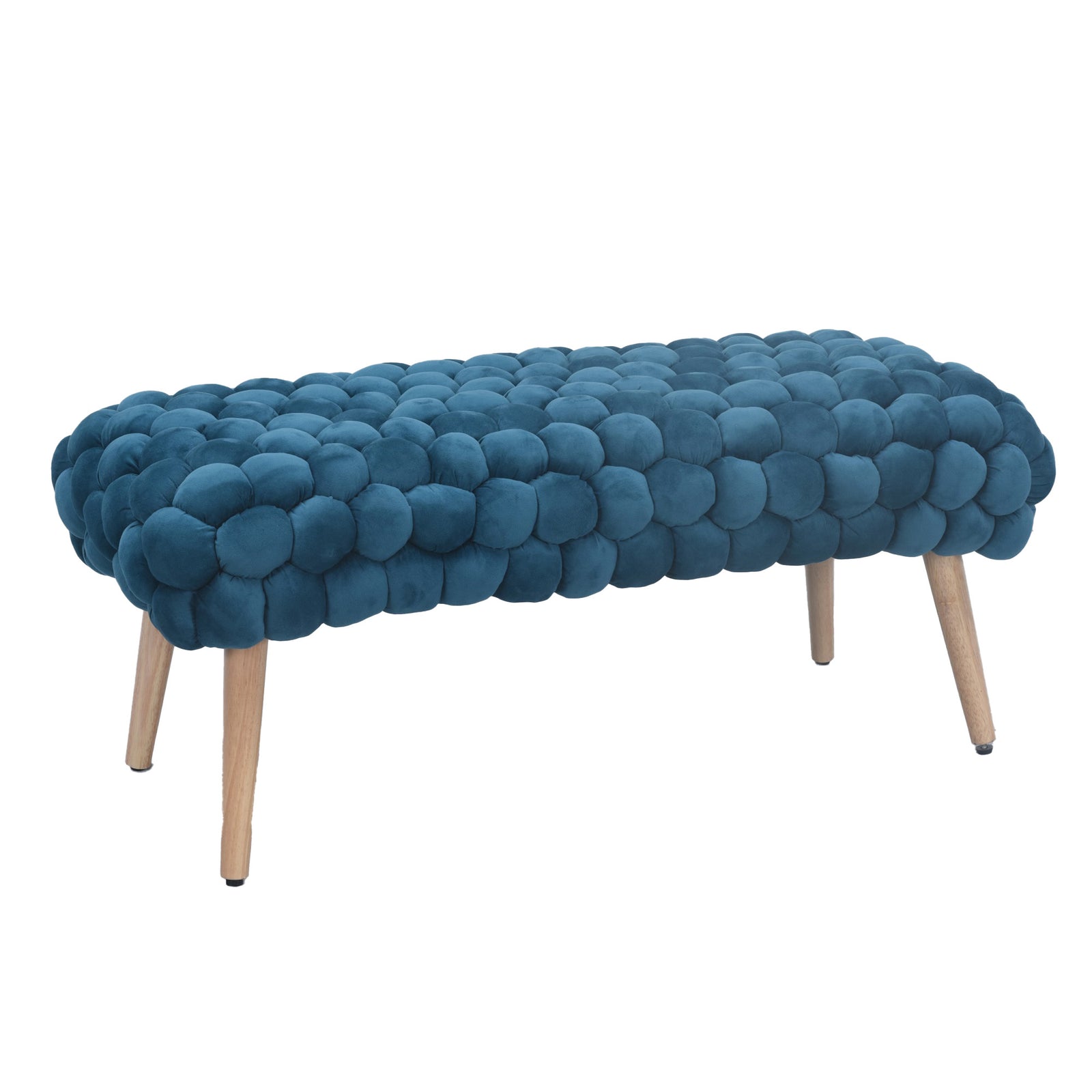 Cushla Bubbly Velvet Large Footstool | Teal