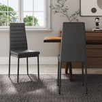 Set Of 2 Modern Faux Leather Armless High Back Dining Chairs | Set of 2 | Grey