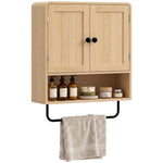 HOMCOM Bathroom Cabinet With 2 Doors And Adjustable Shelf, Oak