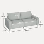 193cm Upholstered Corduroy Settee With Spring Cushion, Light Grey