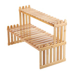 2-tier Solid Wood Compact Plant Stand Desk & Countertop Plant Display Shelf 30cm H Riser Rack