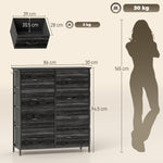 Fabric Chest Of Drawers, 8 Drawer Dresser For Bedroom | Black