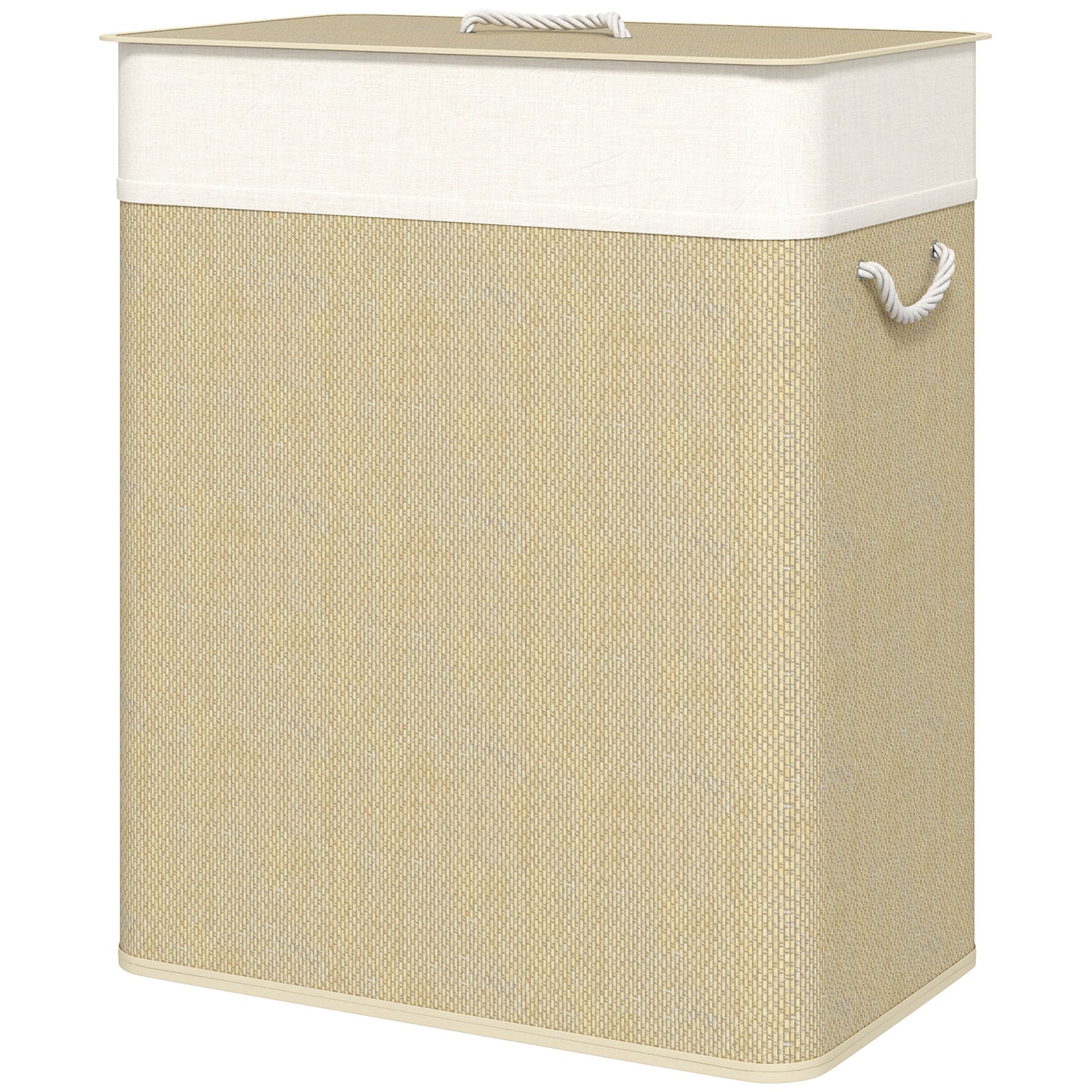 100l Laundry Basket With Lid, Washing Basket For Bathroom | Cream