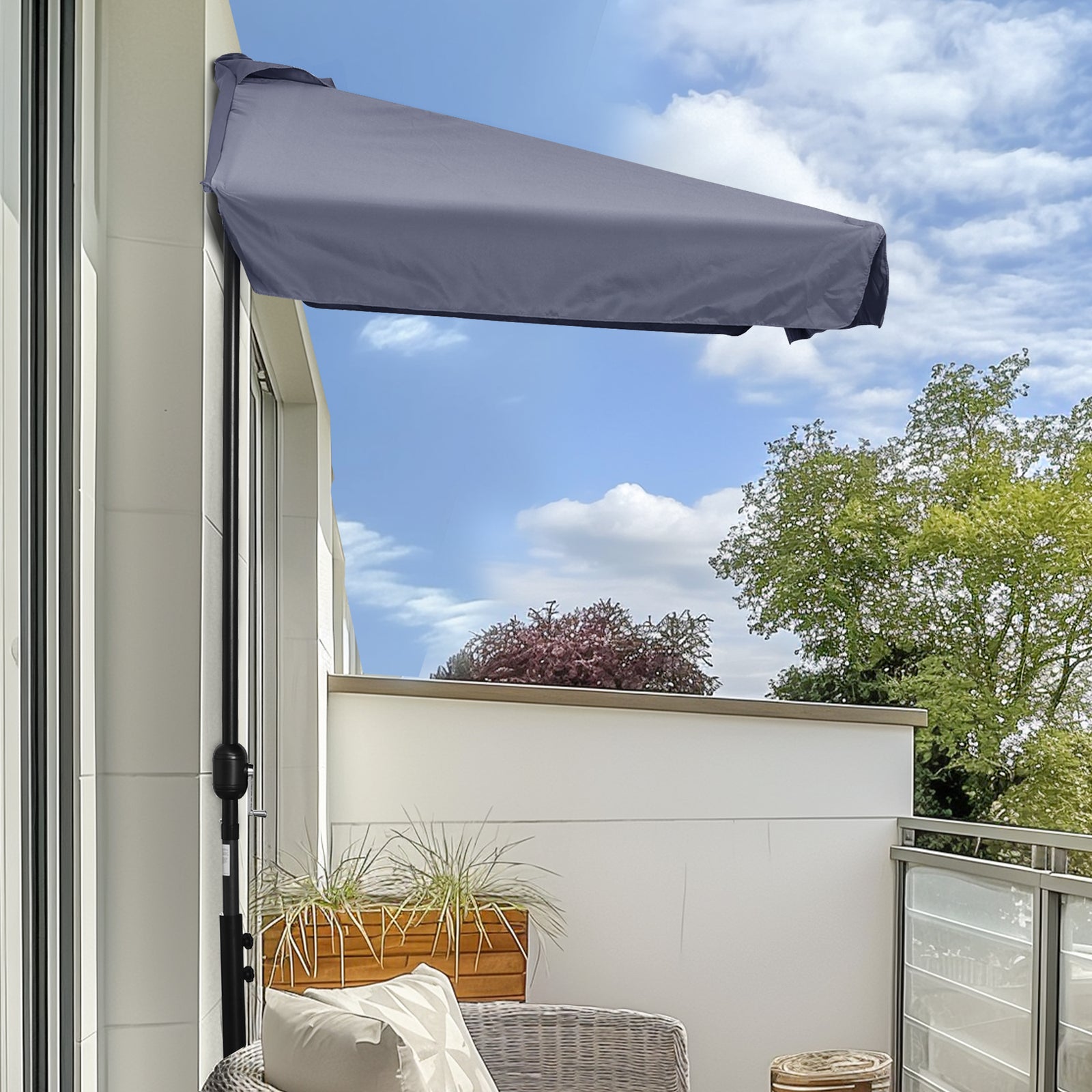 2.3m Half Round Parasol Balcony W/ Crank