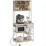 HOMCOM Kitchen Bakers Rack, Microwave Stand With Storage Shelves And 6 Hooks