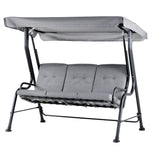 Outdoor 3-person Garden Metal Padded Porch Swing Chair Bench | Gray
