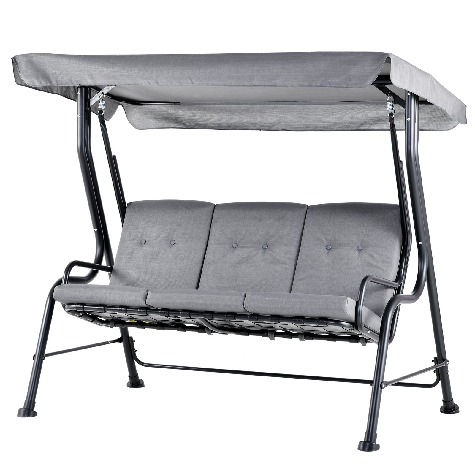 Outdoor 3-person Garden Metal Padded Porch Swing Chair Bench | Gray