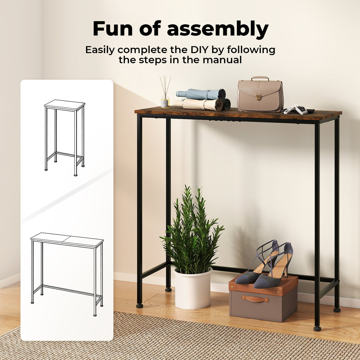 Levede Narrow Console Table Slim Entryway Hallway Sofa Table Display Shelf Industrial