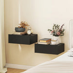 HOMCOM Floating Bedside Table Set Of 2, Wall-mounted Nightstand, Black
