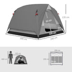 3-4 Person Camping Tent, Waterproof Tent | Dark Grey