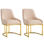 Set Of 2 Velvet Dining Chairs Luxury Padded Dining Room Chairs Armless | Cream