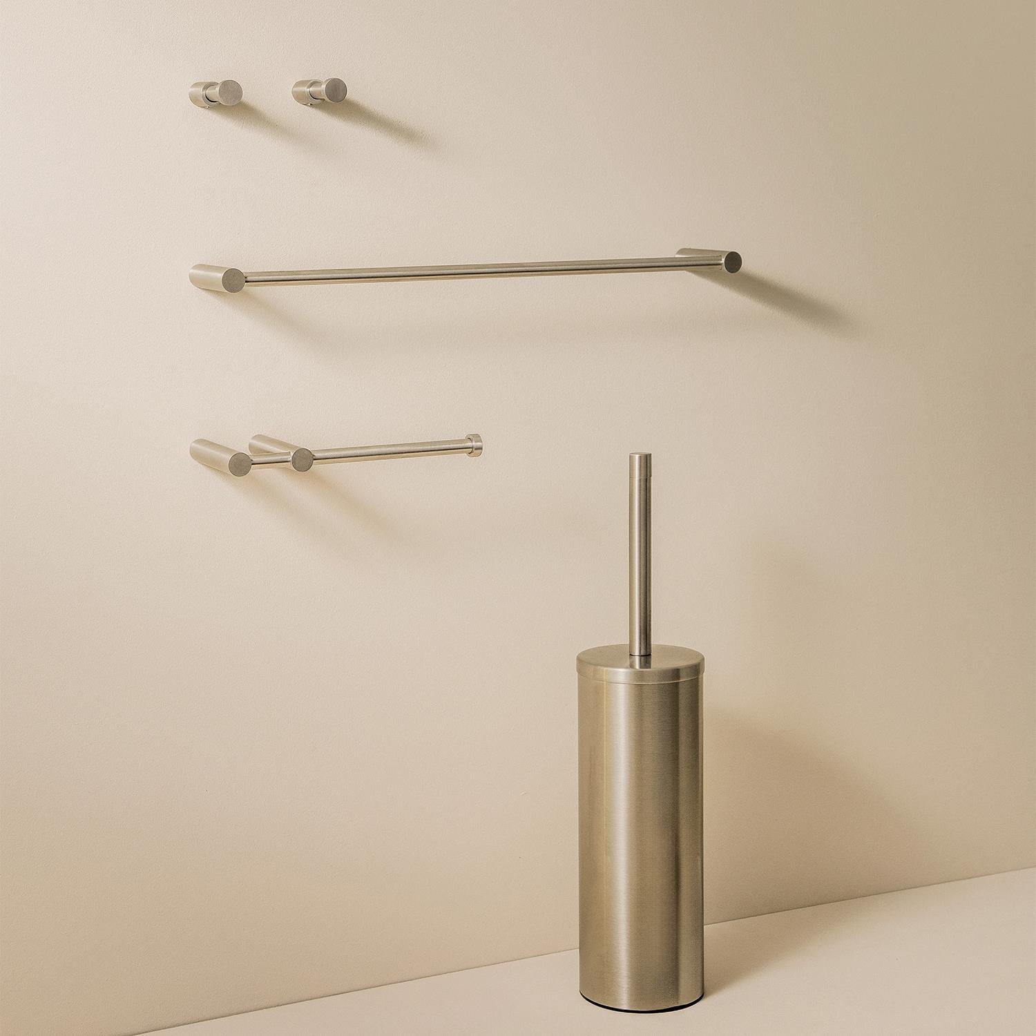 Bathroom Accessory Set 5 Pcs Hooks Rail Toilet Brush&paper Holder | Brushed Stainless Steel