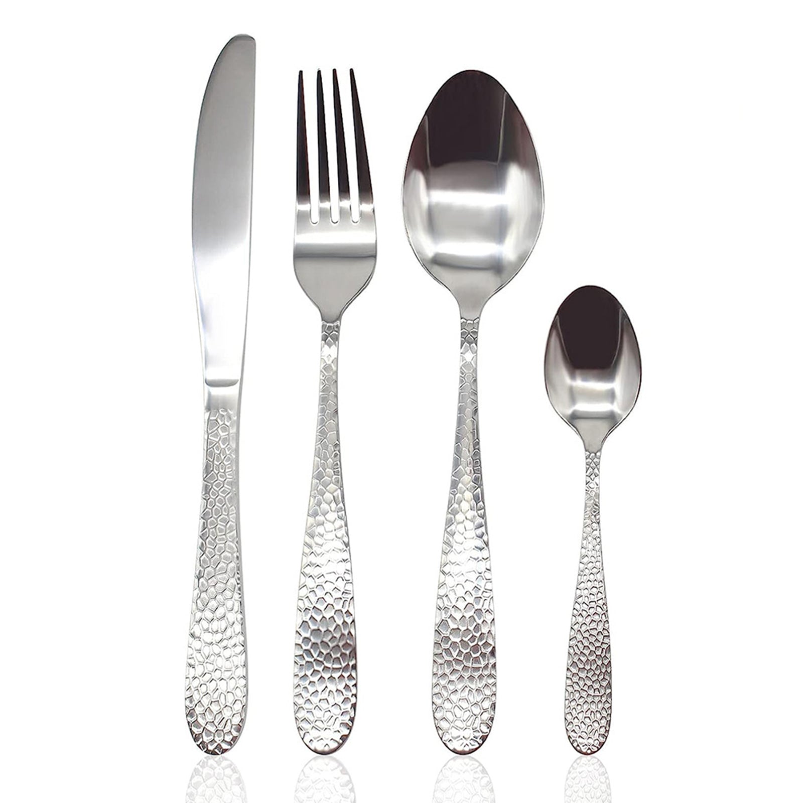 Cutlery Sets Stainless Steel Hammered Effect Handle 24pc Set