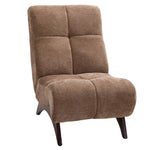 Modern Upholstered Accent Chair High Back Lounge Chair Padded Chenille Armchair With Wooden Legs | Brown