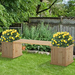 Wooden Garden Planter & Bench Combo Raised Bed