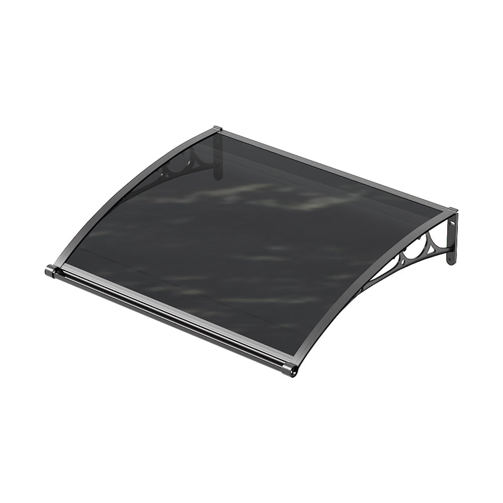 1-2m W x 1m D Curved Outdoor Door Window Awning Canopy | Small | Dark Grey