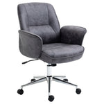 Mid Back Office Chair Swivel Home Study Bedroom | Charcoal Gray