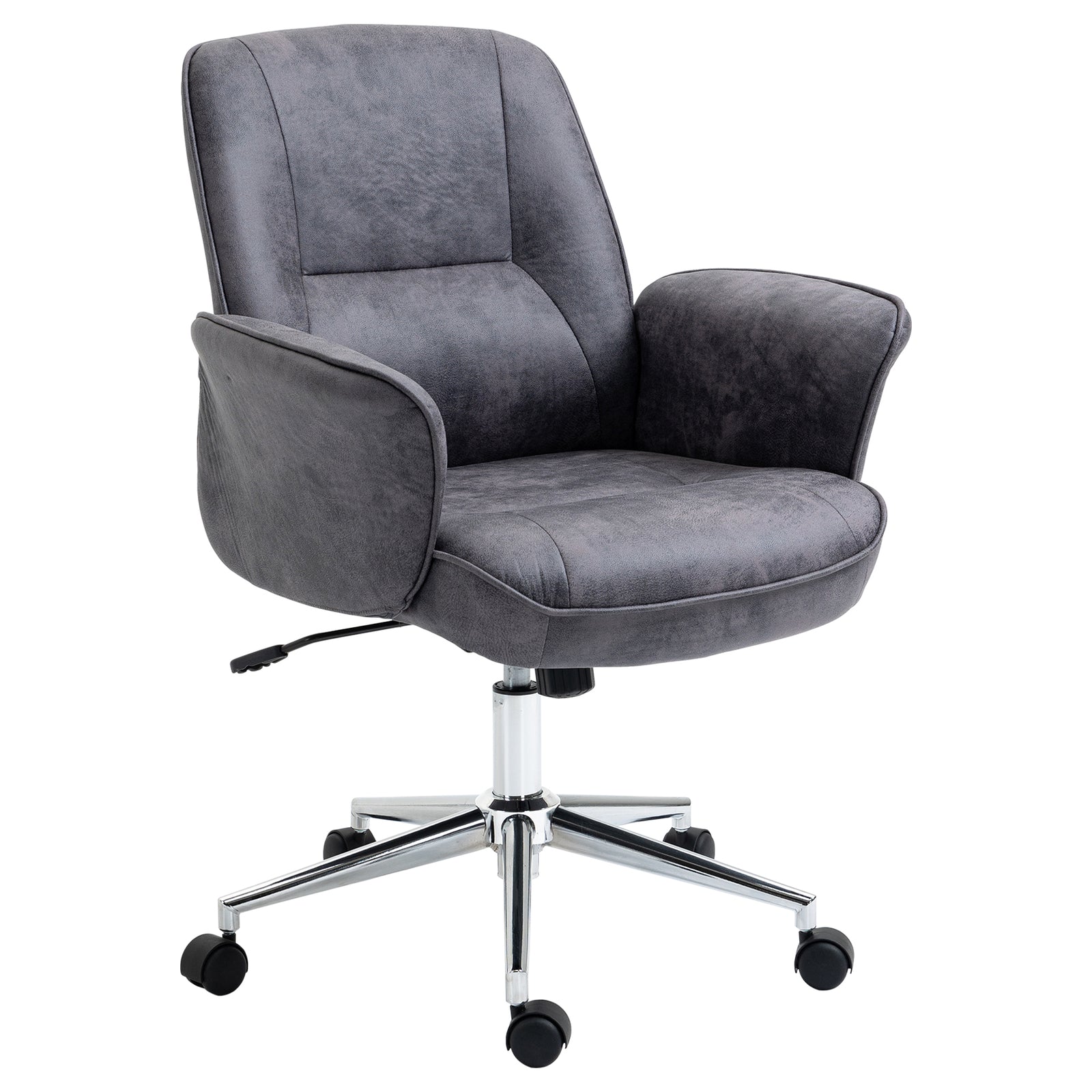 Mid Back Office Chair Swivel Home Study Bedroom | Charcoal Gray