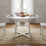 120cm Dia X 76cm H Round Dining Table With Storage Shelf | White