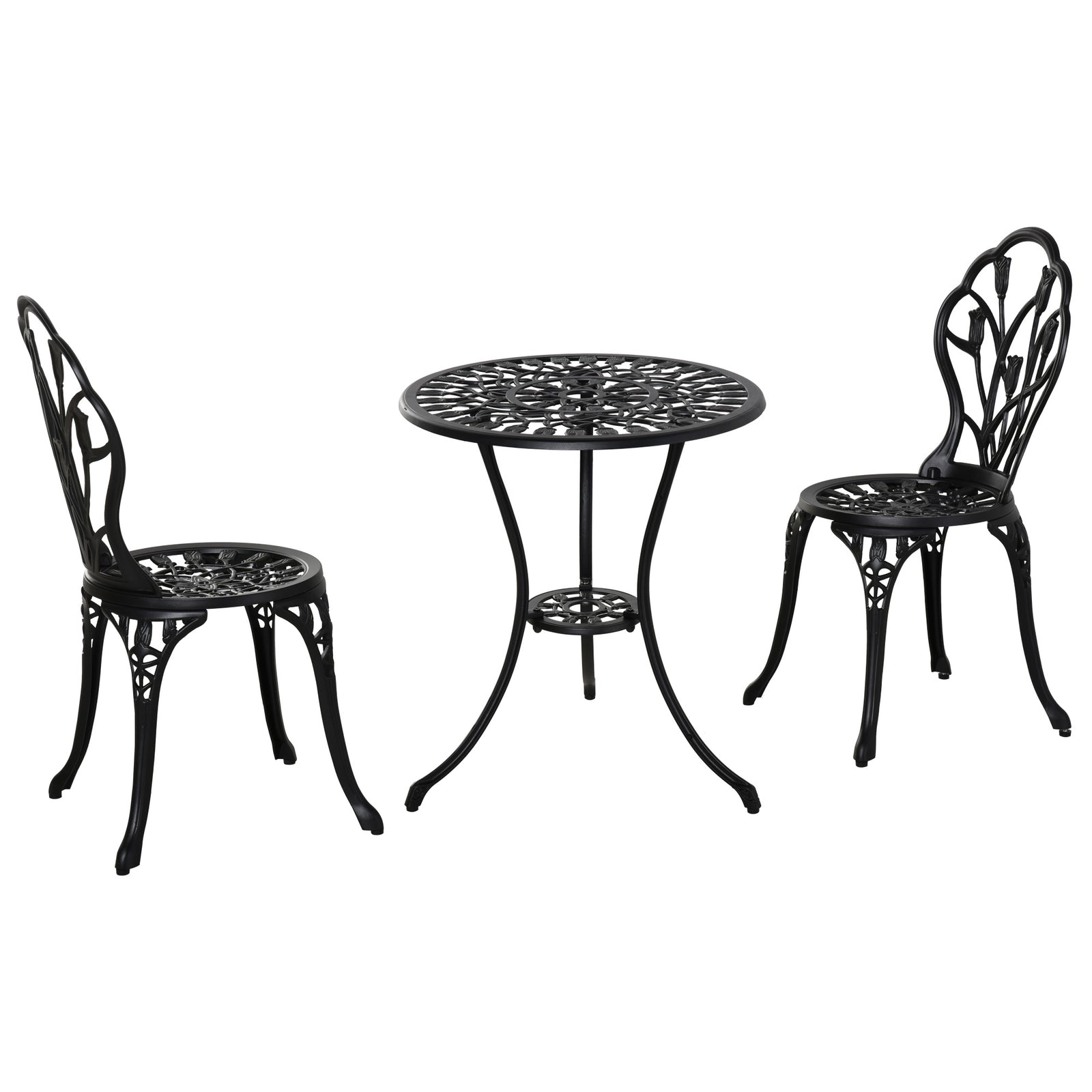 3 Piece Patio Bistro Set, Garden Table And Chairs W/ Hole