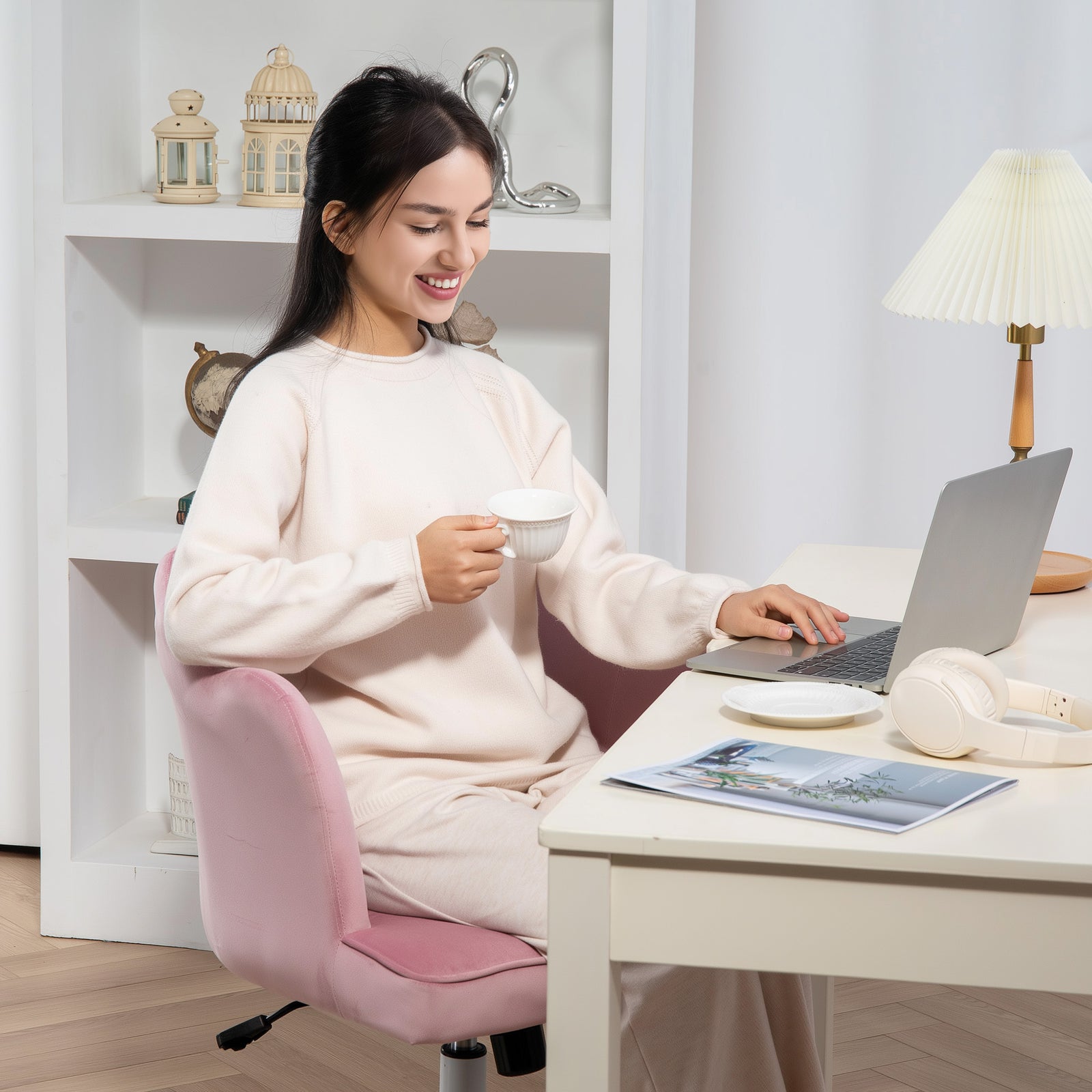 Armless Desk Chair | Pink