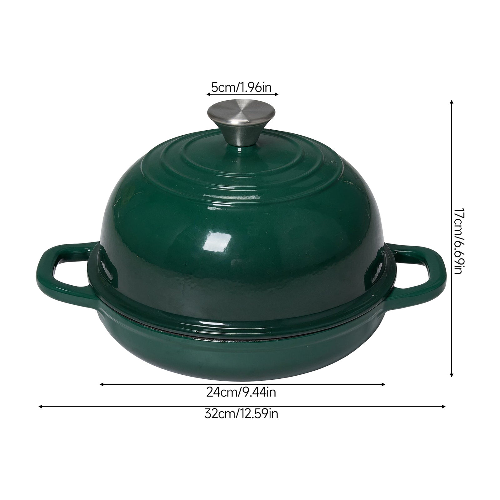 Breeins 4.4l Enamelled Cast Iron Bread Dutch Oven With Dome Lid