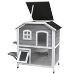 Wooden Cat House Cat Cave Pet Shelter Condos Outdoor | Grey