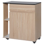 Rolling Island Trolley With Shelves, Drawer