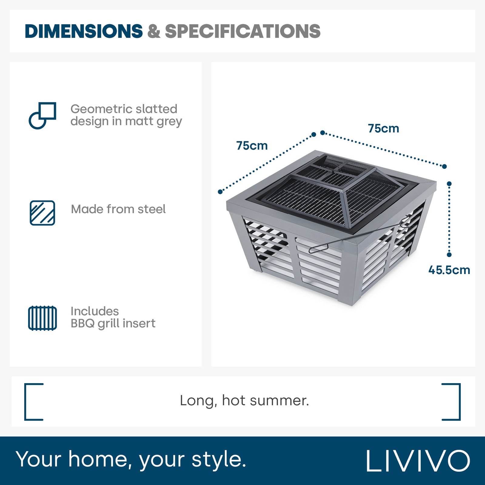 Veneziano Steel Fire Pit & Grill