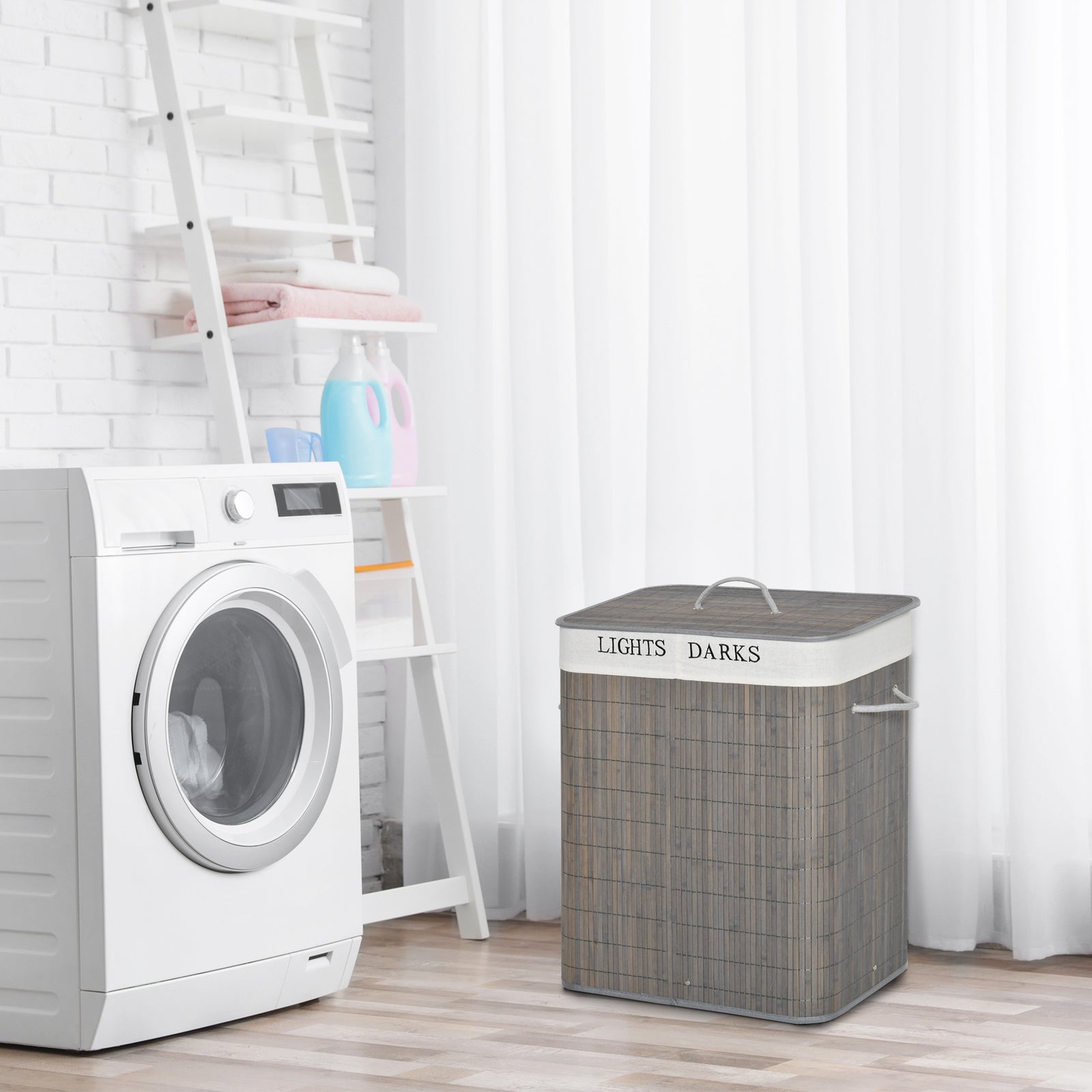 2 Section Collapsible Laundry Hamper Lid Removable Lining | One Size