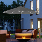 Garden Parasol W/ Usb & Solar Led Lights, Crank Handle | Dark Gray