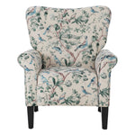 Breeins Pastoral Linen Upholstered Armchair With Wooden Legs
