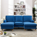 Woodbury 218cm Wide U-shaped Velvet Fabric Corner Sofa | 3 | Blue