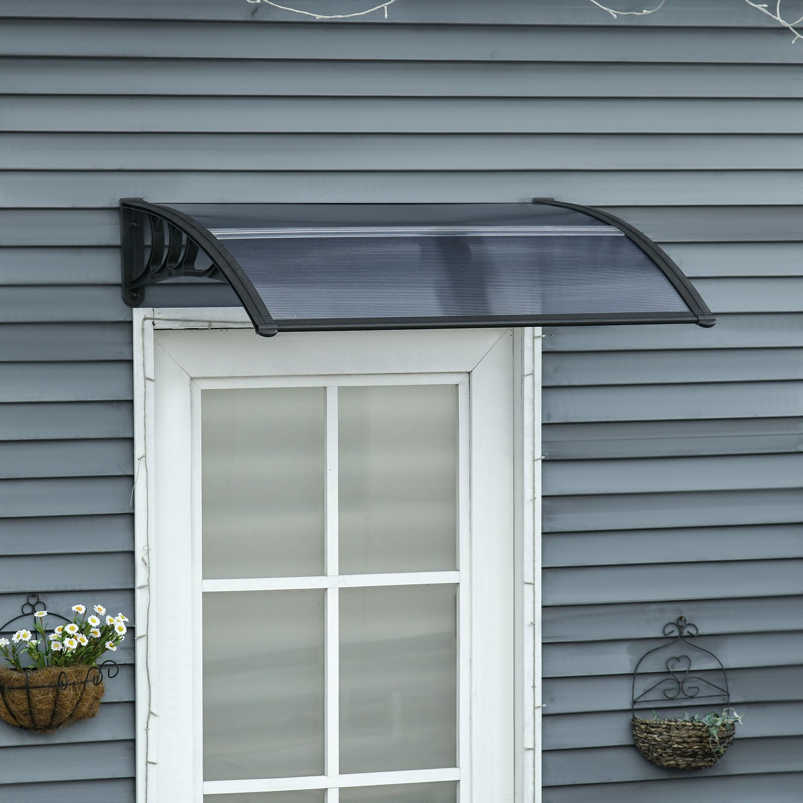 Door Canopy, Outdoor Rain Shelter, 100 X 75cm | Black