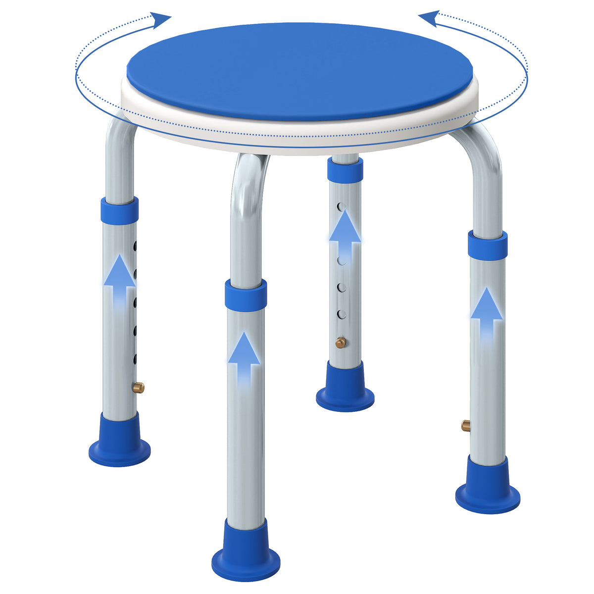 HOMCOM 360 Degree Swivel Shower Stool With Non-slip Feet For Disabled