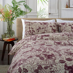 Hidden Forest Mulberry 100% Cotton Brushed Duvet Cover Set | Super King | Red