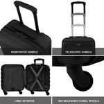 45x36x20cm Lightweight Underseat Cabin Carry On Suitcase - 100+ Airline Approved - Hard Shell Luggage - 4 Wheels | 45 x 36 x 20cm | Black