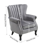 Vintage Old-fashion Velvet Wing Back Armchair With Studs | Grey