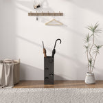 HOMCOM Decorative Umbrella Holder W/ Drip Tray 4 Hooks For Entryway Black