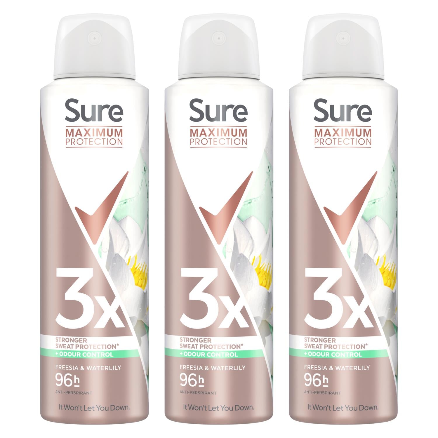 Women Maximum Protection Antiperspirant Spray Freesia&water Lily, 3pk, 150ml | 3