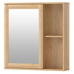 Bathroom Mirror Cabinet Wall Mounted Cupboard With Storage Shelf | Oak