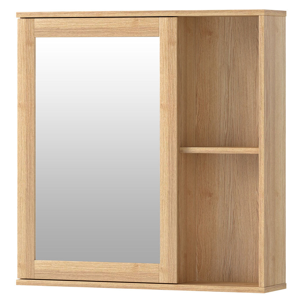 Bathroom Mirror Cabinet Wall Mounted Cupboard With Storage Shelf | Oak