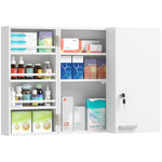 HOMCOM Wall Mount Medicine Cabinet With Key Lock And 2 Doors, White
