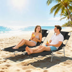 2 Sun Loungers With Reading Hole, Folding Garden Lounger | Black