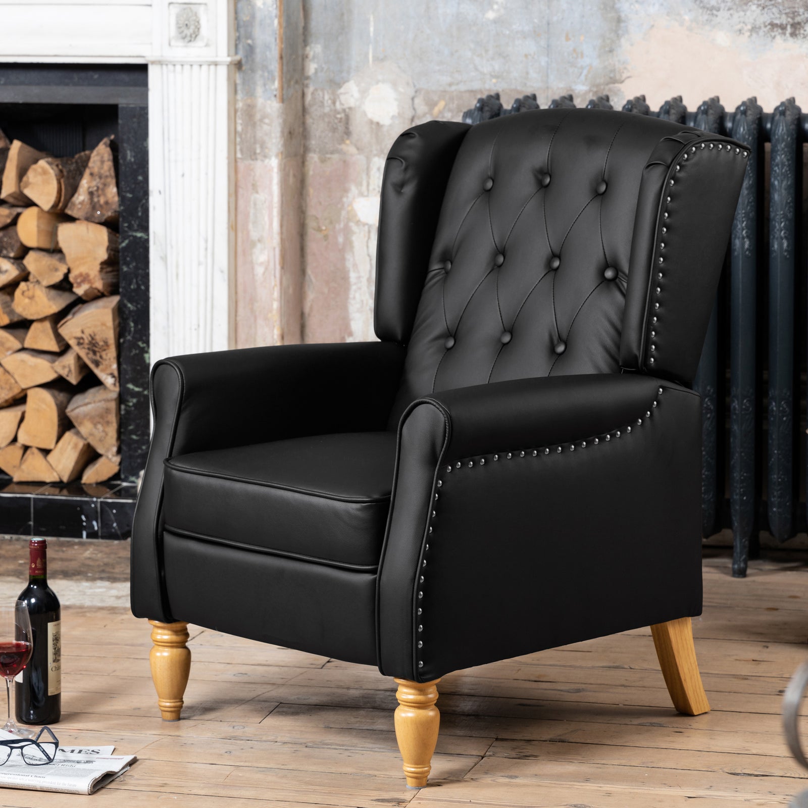 Galena Recliner Armchair | Black